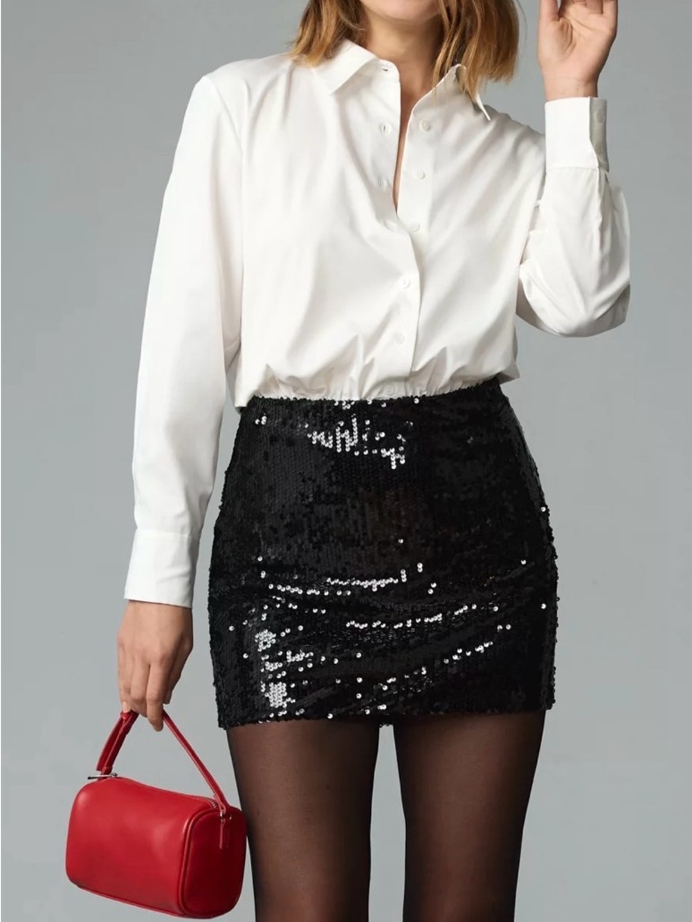 Anthropologie Mare Mare Buttondown Sequin Twofer Mini Dress M